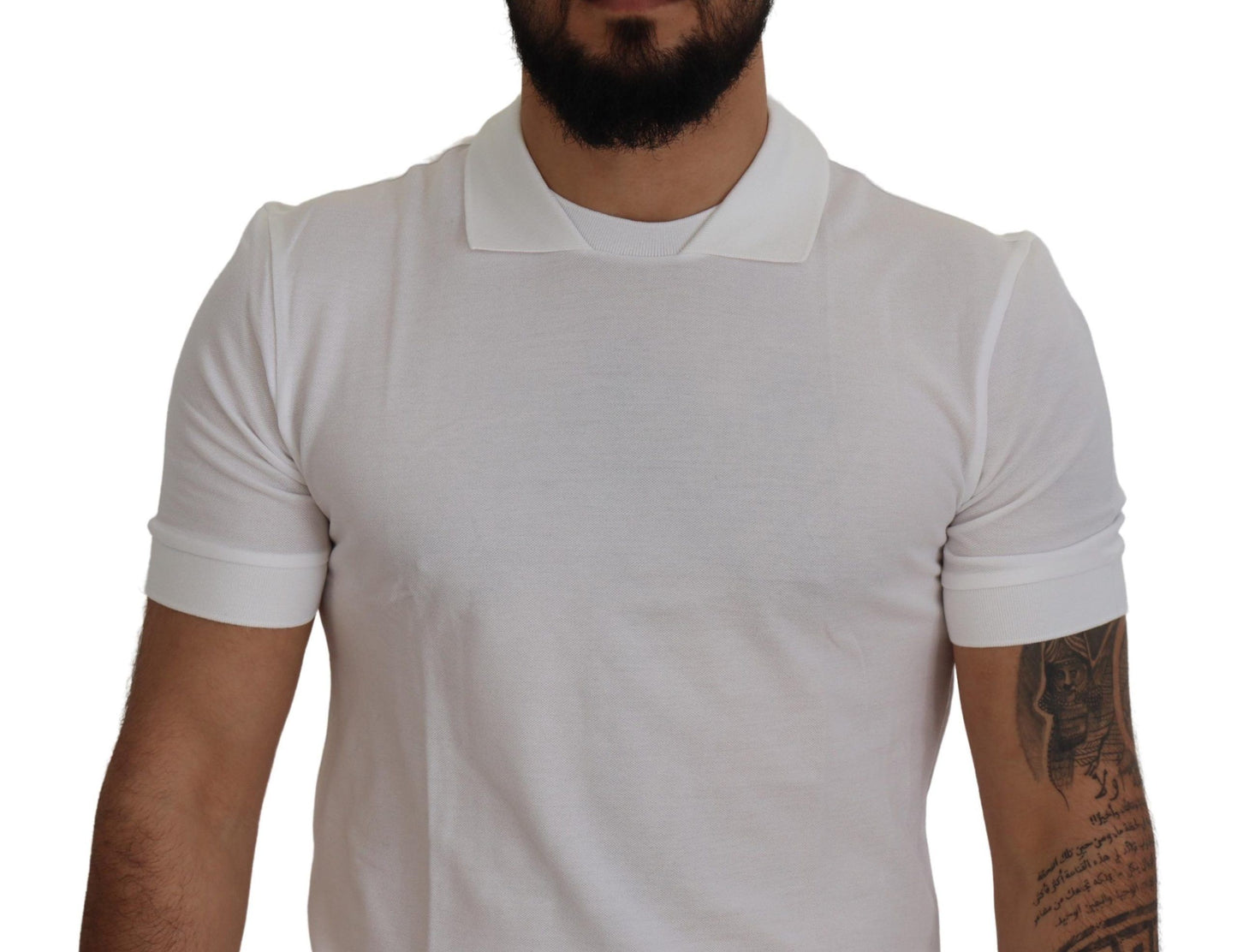 Elegant White Cotton Polo T-Shirt - The Luxe Alliance