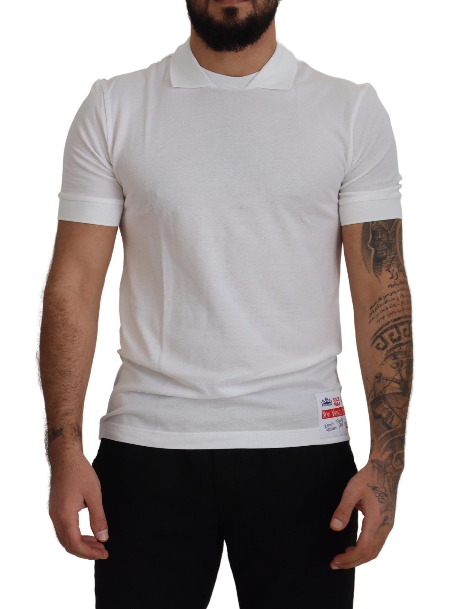 Elegant White Cotton Polo T-Shirt - The Luxe Alliance