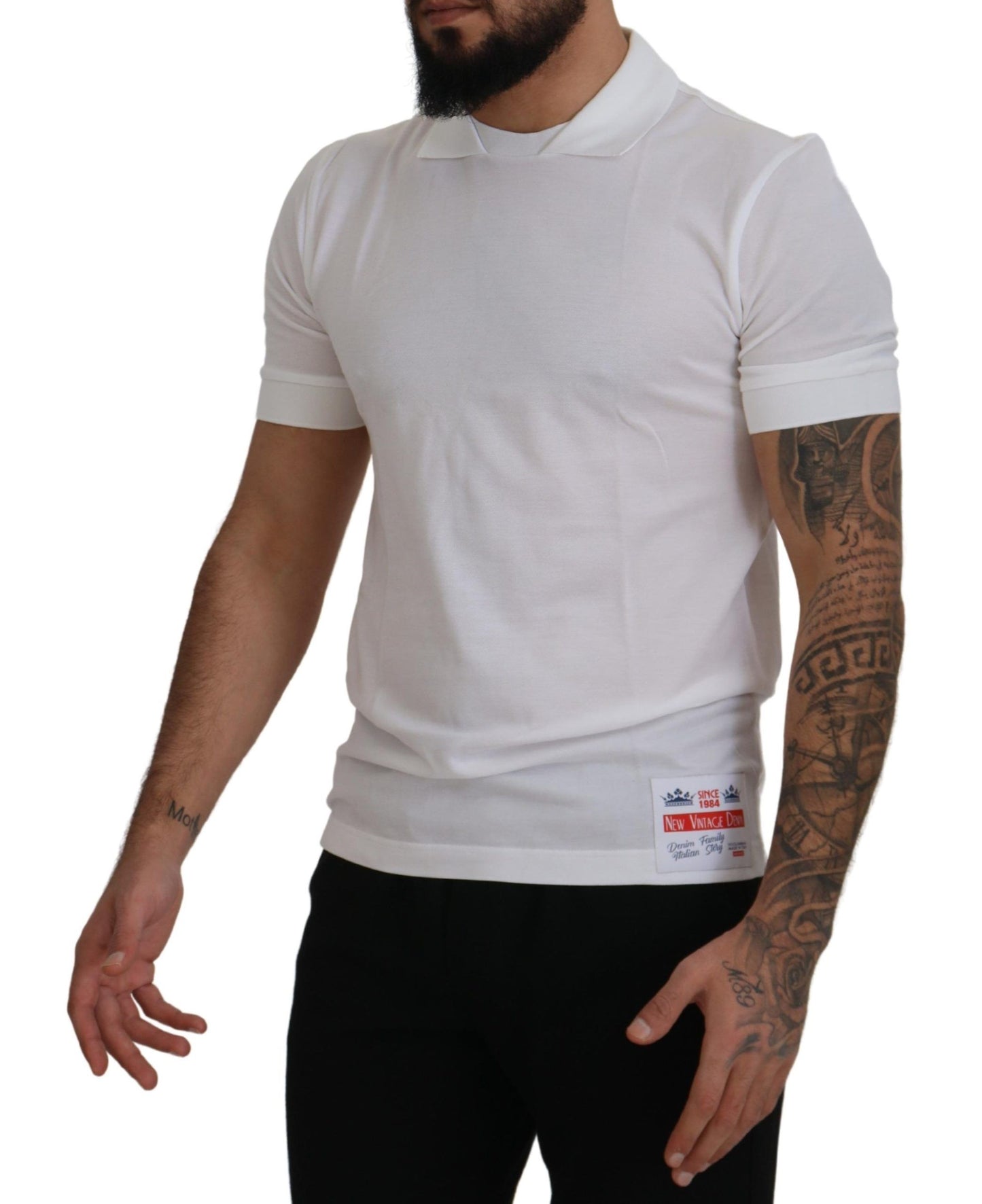 Elegant White Cotton Polo T-Shirt - The Luxe Alliance