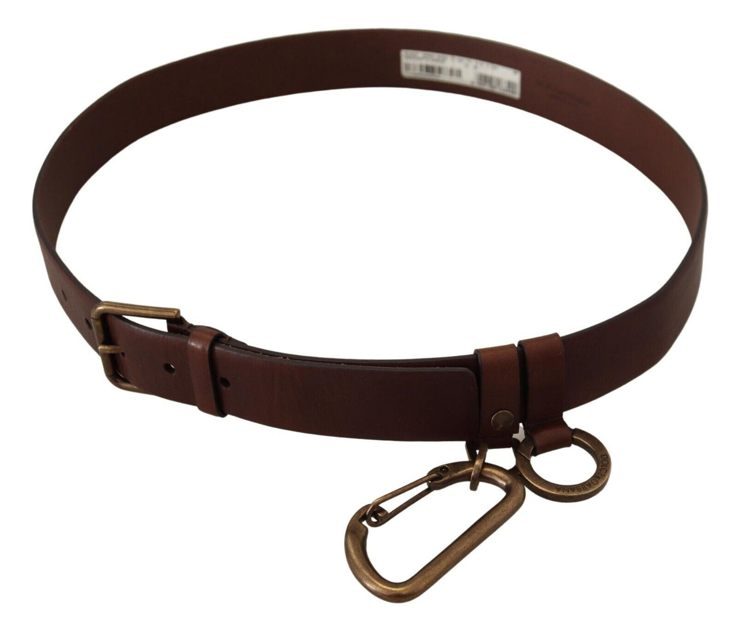  - Elegant Brown Leather Belt with Metal Buckle