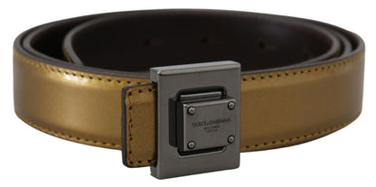  - Gold Square Buckle Leather Belt