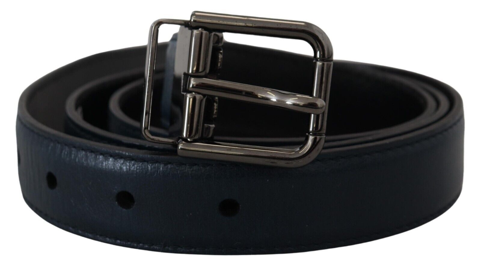 Elegant Dark Blue Leather Belt by Dolce & Gabbana