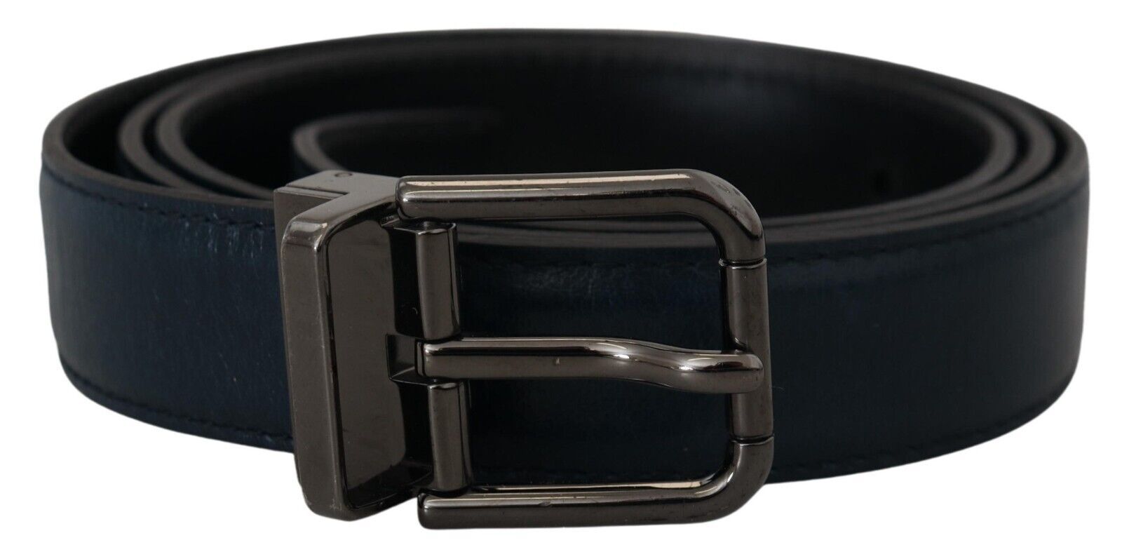 Elegant Dark Blue Leather Belt by Dolce & Gabbana