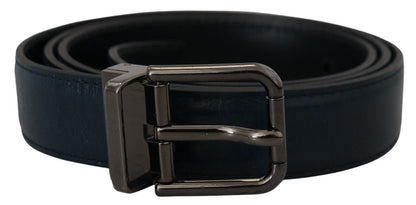 Elegant Dark Blue Leather Belt by Dolce & Gabbana
