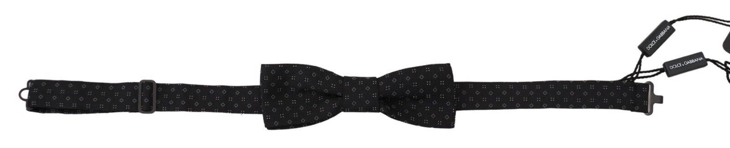  - Exclusive Silk Patterned Black Bow Tie