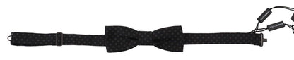  - Exclusive Silk Patterned Black Bow Tie