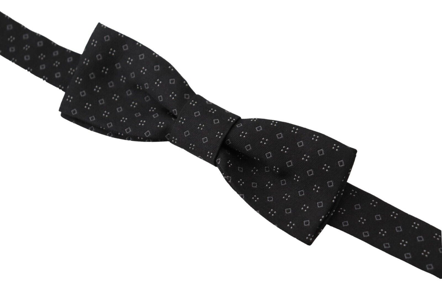  - Exclusive Silk Patterned Black Bow Tie