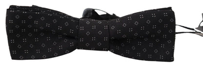  - Exclusive Silk Patterned Black Bow Tie