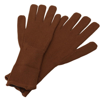  - Elegant Brown Cashmere Winter Gloves