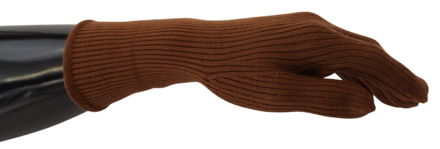  - Elegant Brown Cashmere Winter Gloves