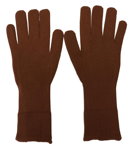  - Elegant Brown Cashmere Winter Gloves