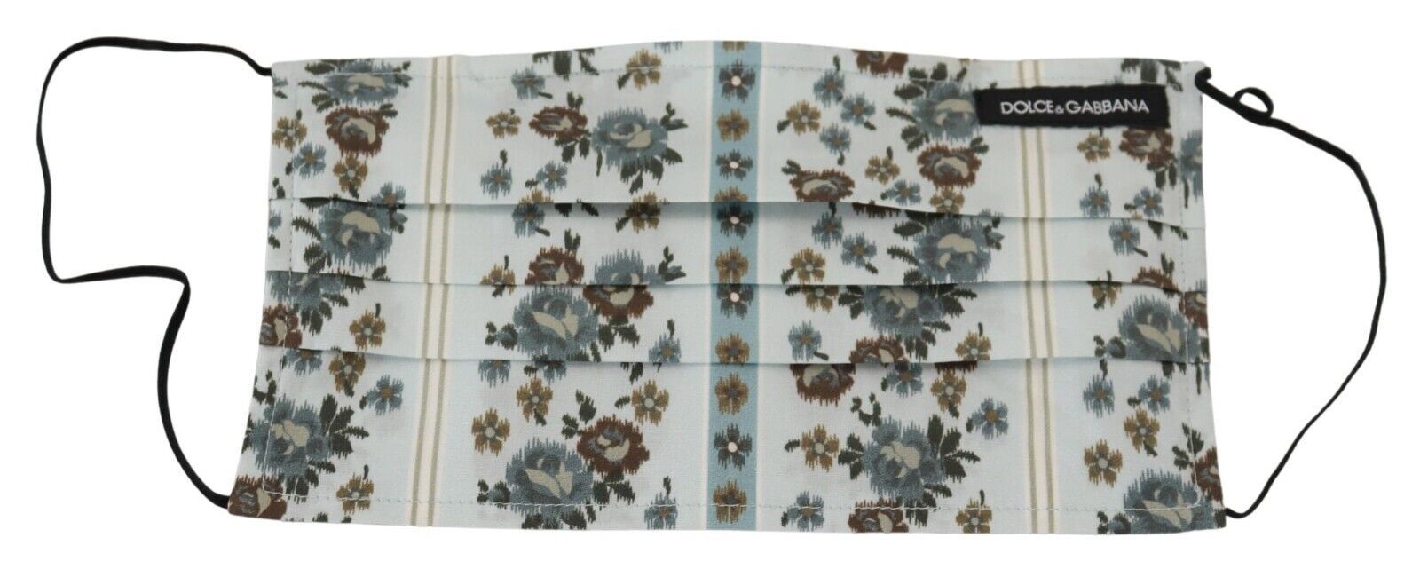 Chic White Floral Pleated Cotton Face Mask by Dolce & Gabbana