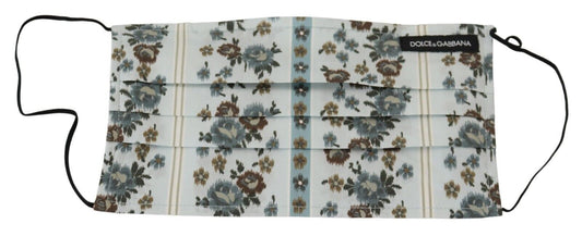Chic White Floral Pleated Cotton Face Mask by Dolce & Gabbana