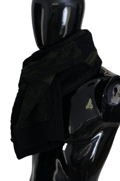  - Elegant Wool Scarf in Black & Green