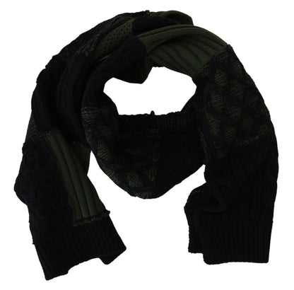  - Elegant Wool Scarf in Black & Green