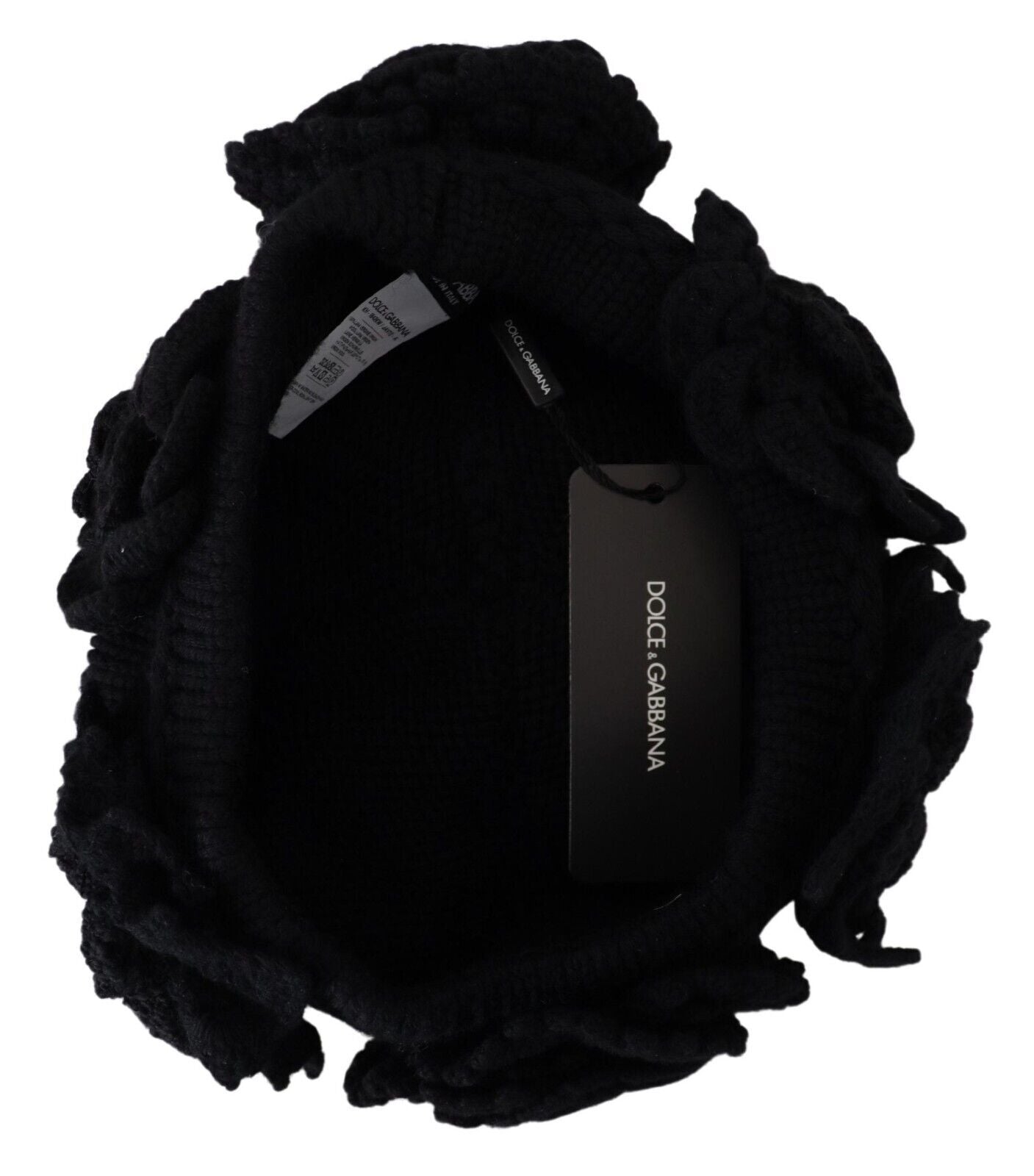  - Elegant Black Virgin Wool Beanie Hat