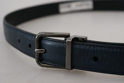 Elegant Dark Blue Leather Belt by Dolce & Gabbana