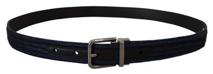  - Elegant Blue Jacquard Leather Belt