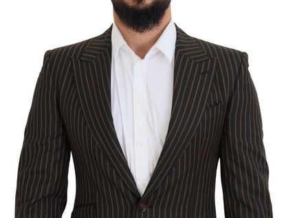  - Elegant Striped Wool Blend Slim Blazer