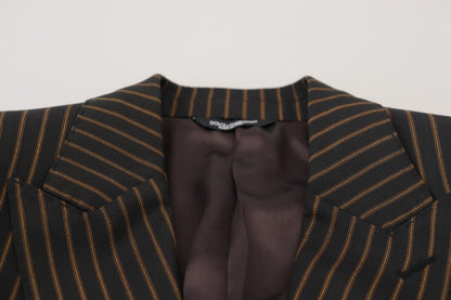  - Elegant Striped Wool Blend Slim Blazer