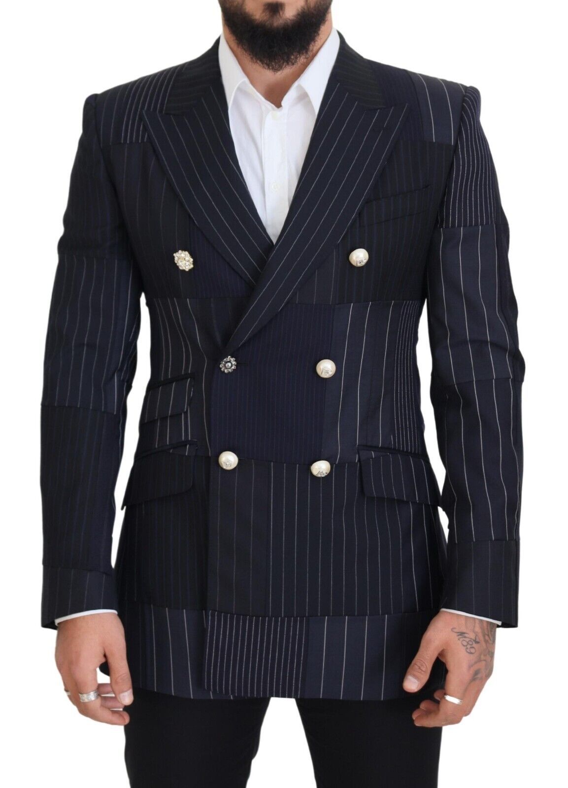  - Elegant Navy Slim-Fit Double Breasted Blazer