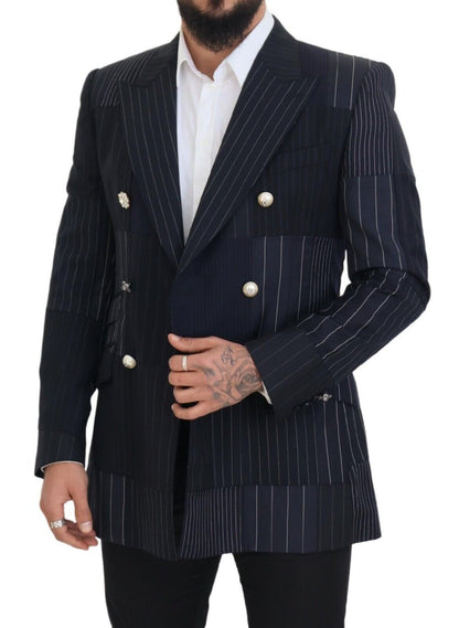  - Elegant Navy Slim-Fit Double Breasted Blazer