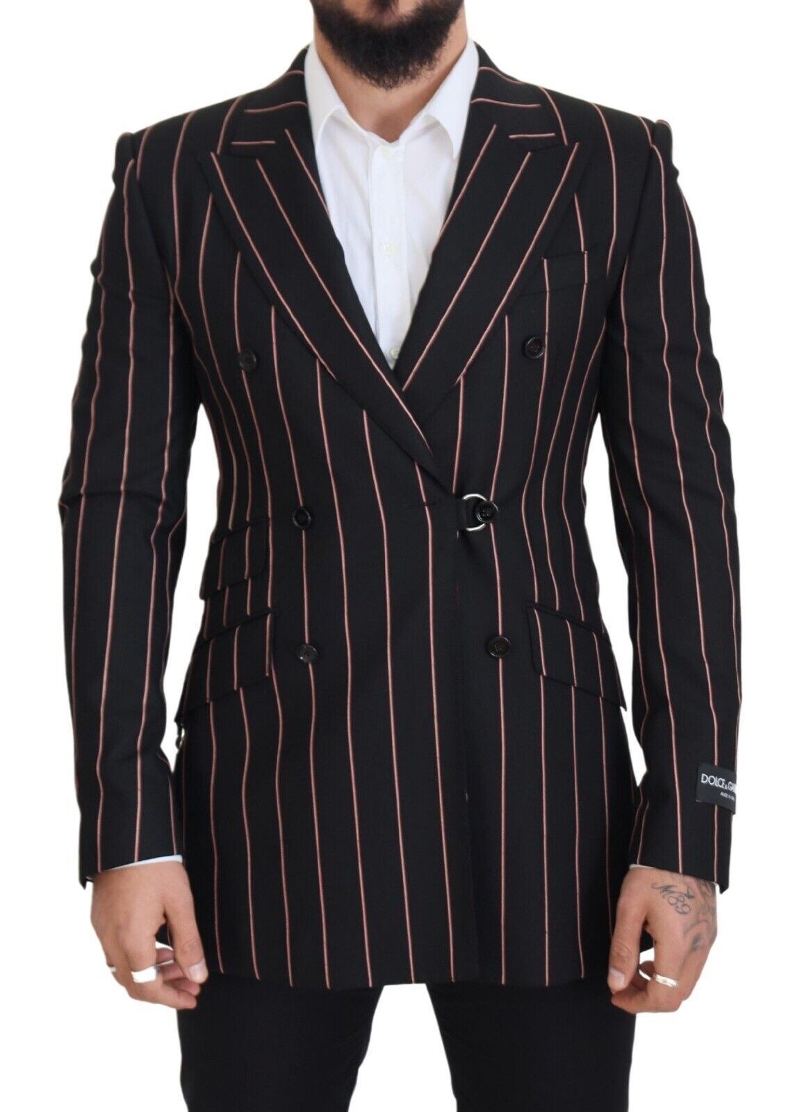  - Elegant Slim Fit Double-Breasted Black Blazer