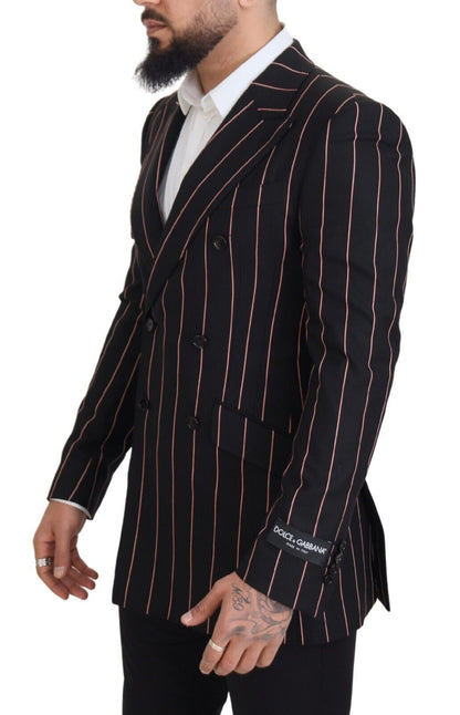  - Elegant Slim Fit Double-Breasted Black Blazer