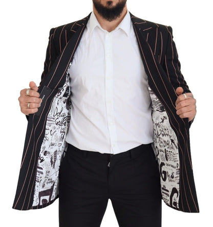  - Elegant Slim Fit Double-Breasted Black Blazer