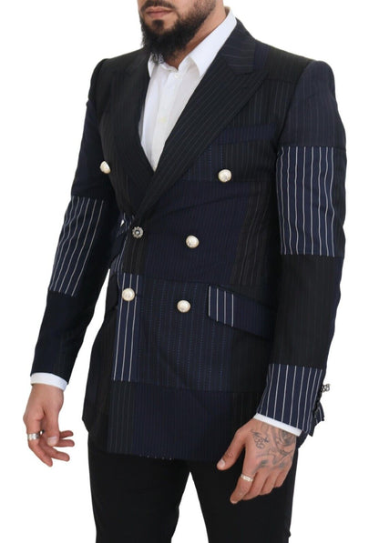  - Elegant Navy Double Breasted Wool Blazer