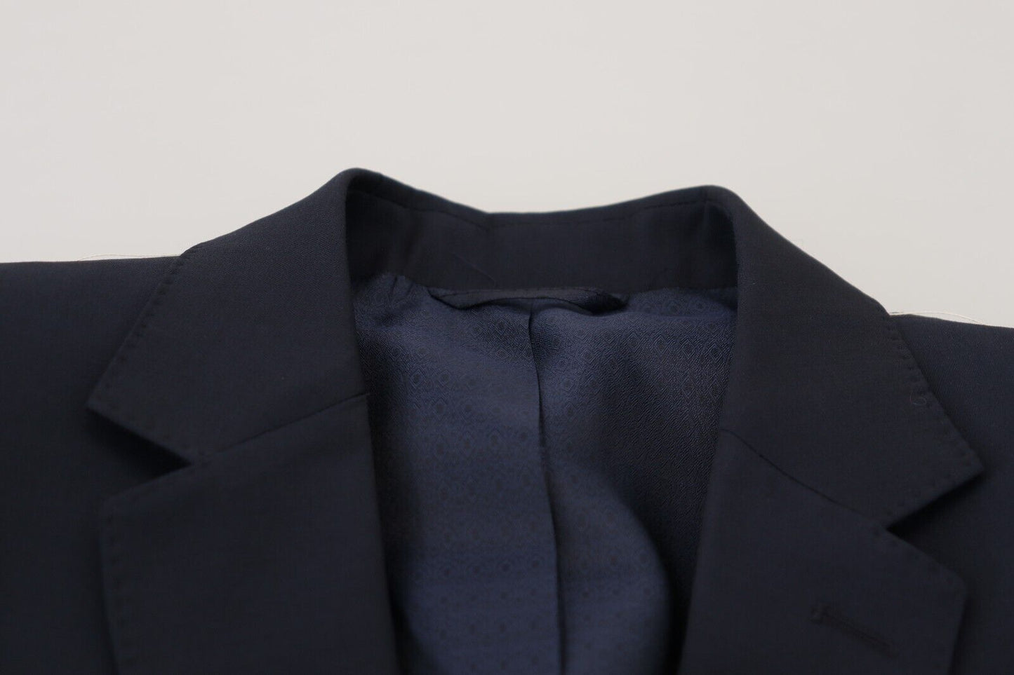  - Elegant Dark Blue Slim Fit Wool Blazer