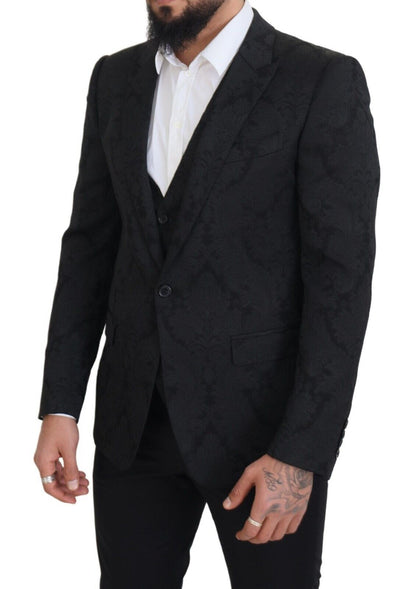  - Elegant Black Martini Suit Jacket & Vest Ensemble