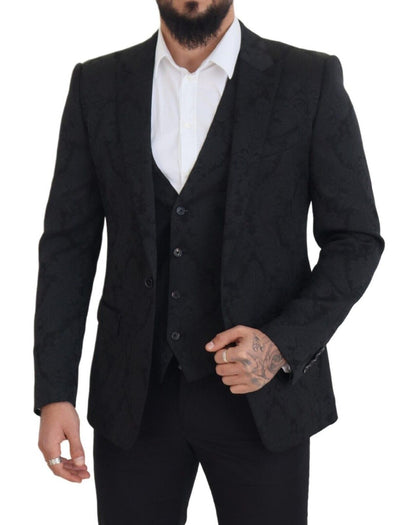  - Elegant Black Martini Suit Jacket & Vest Ensemble