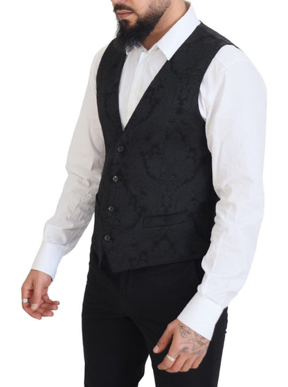  - Elegant Black Martini Suit Jacket & Vest Ensemble