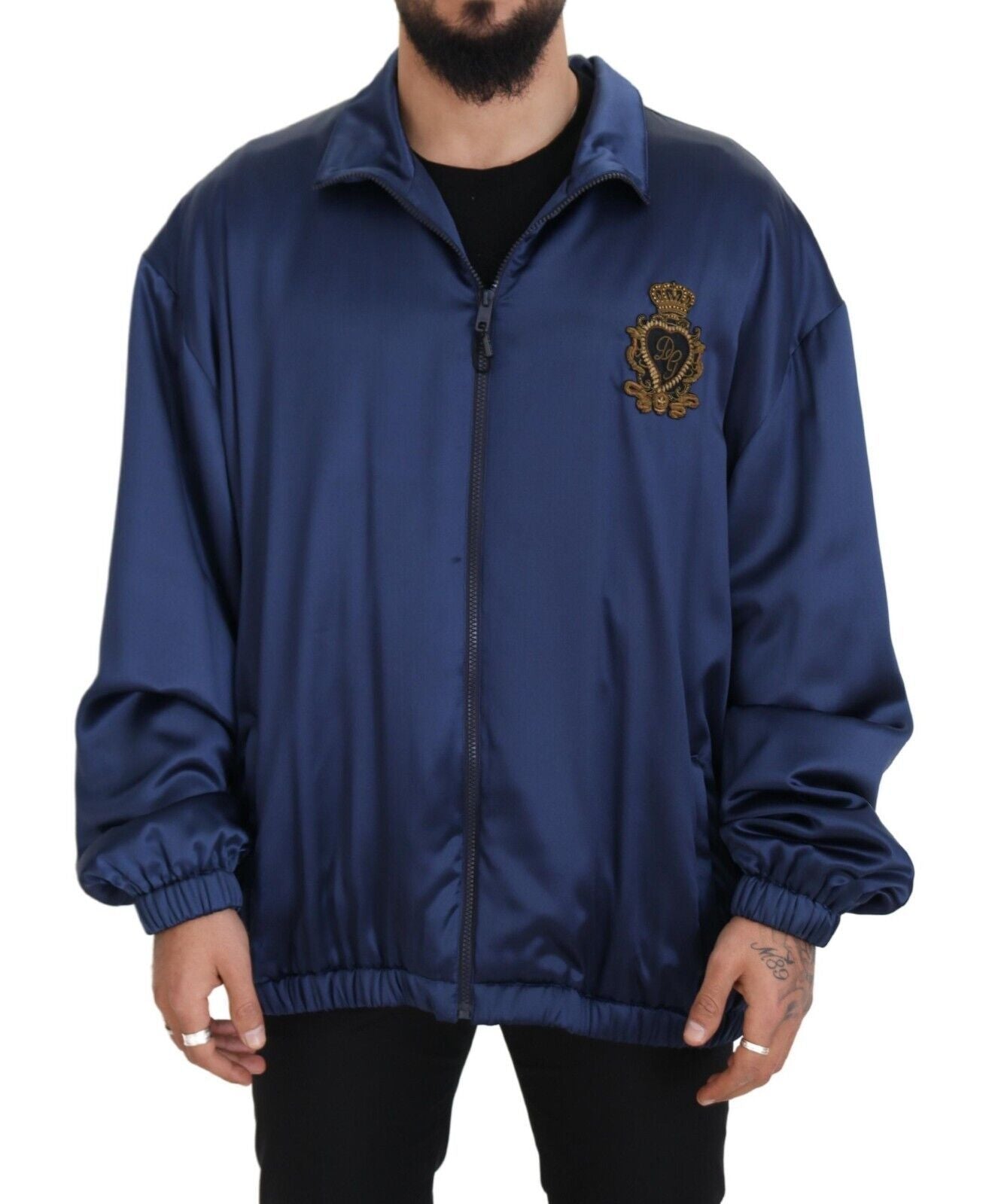  - Regal Blue Silk Bomber Jacket