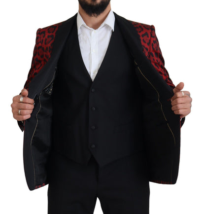  - Radiant Red Leopard Print Three Piece Suit