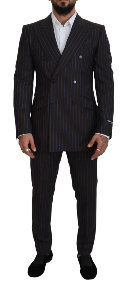  - Elegant Black Striped Virgin Wool Suit