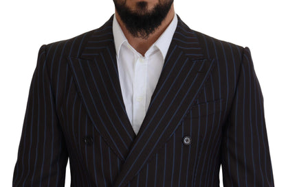  - Elegant Black Striped Virgin Wool Suit