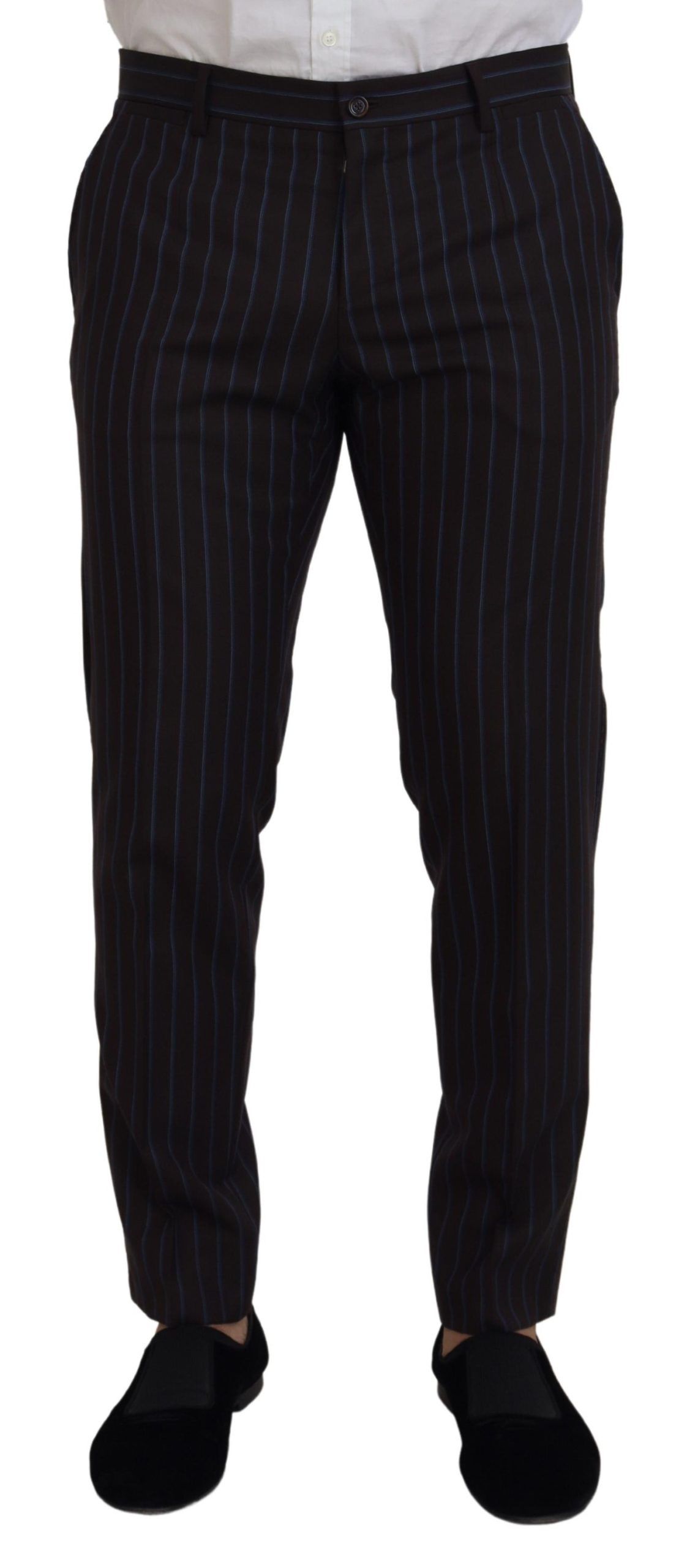  - Elegant Black Striped Virgin Wool Suit