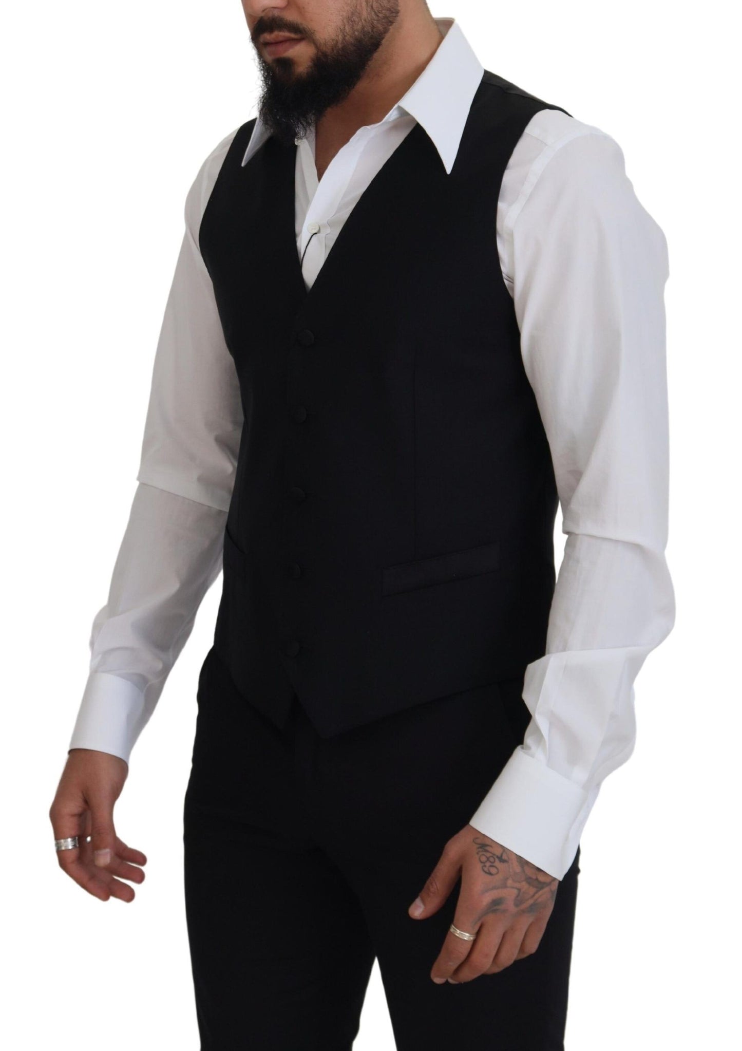  - Elegant Black Single-Breasted Dress Vest