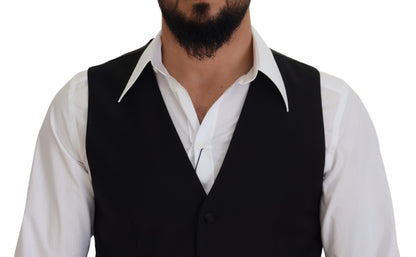  - Elegant Black Single-Breasted Dress Vest