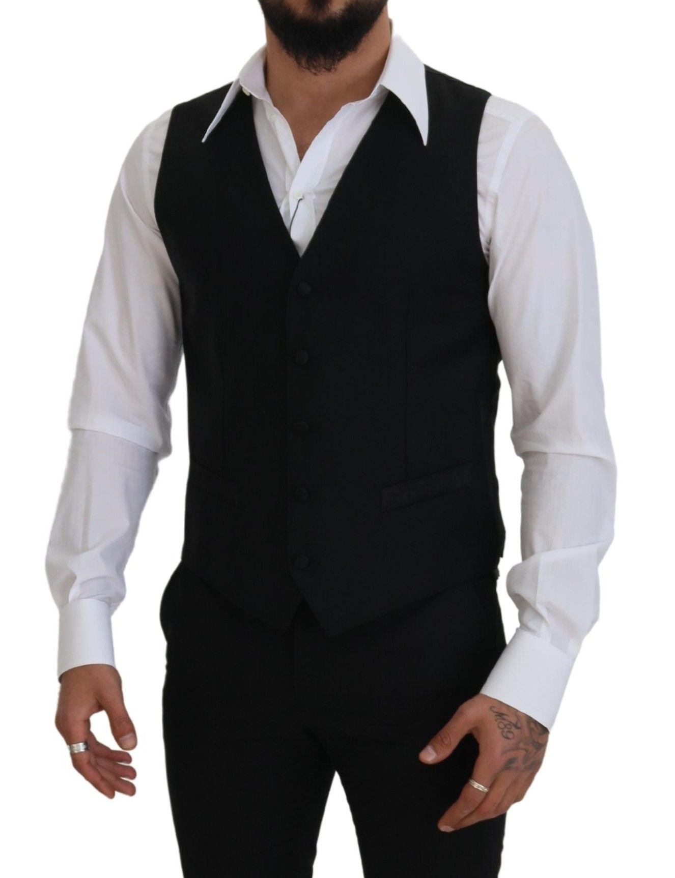  - Elegant Black Single-Breasted Dress Vest