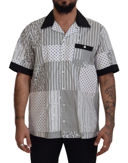  - Elegant Black & White Cotton Shirt