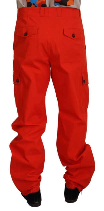  - Elegant Red Cotton Blend Trousers