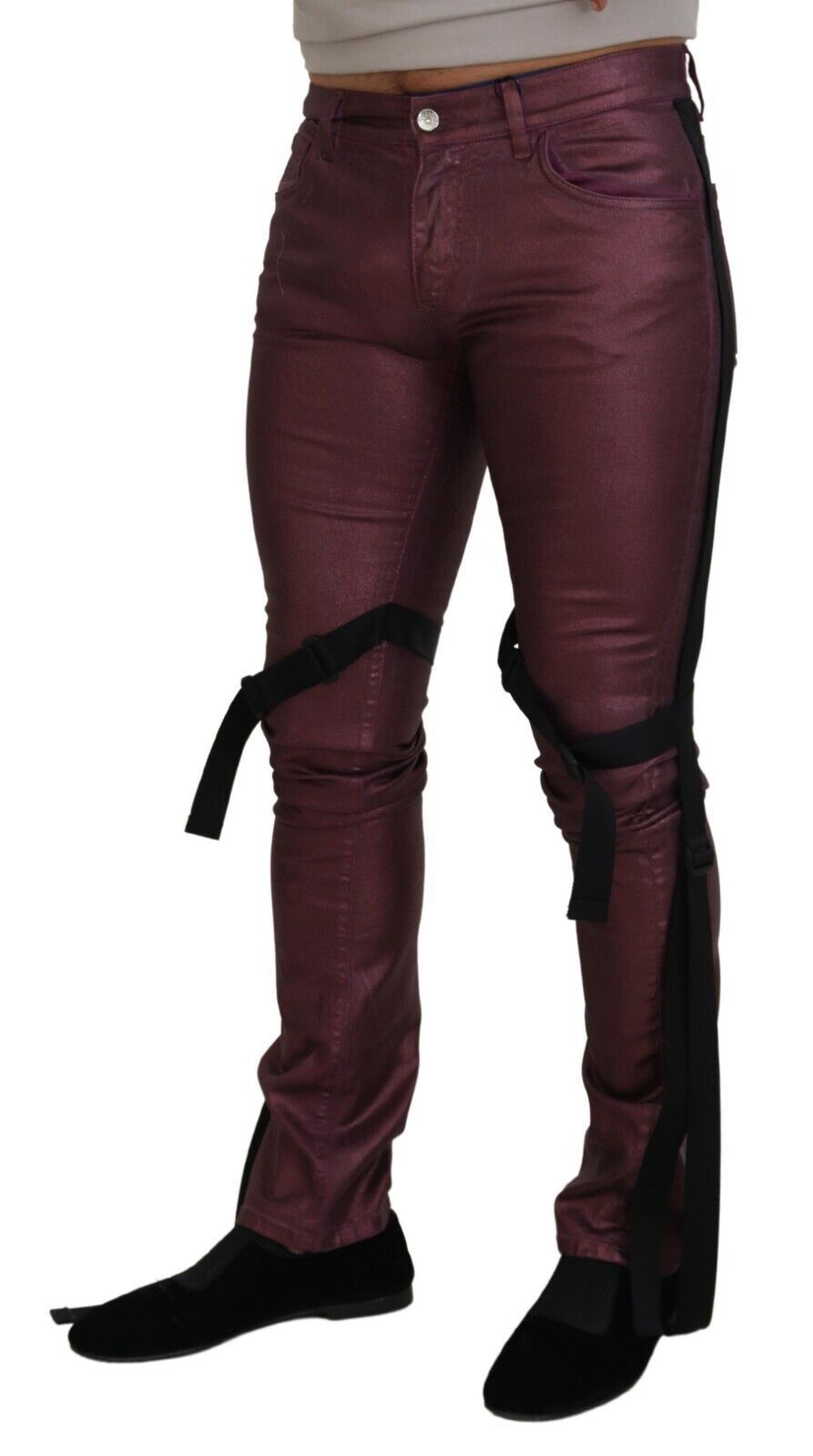  - Elegant Magenta Cotton Trousers