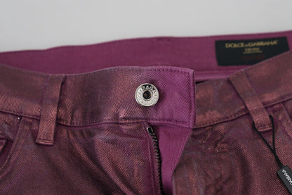  - Elegant Magenta Cotton Trousers