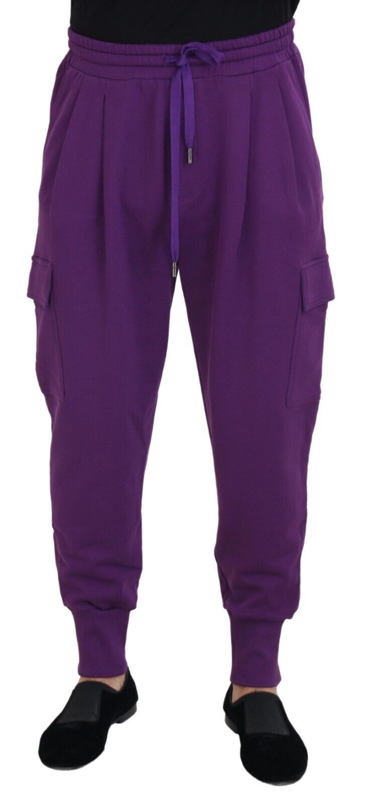  - Elegant Purple Cotton Cargo Sweatpants