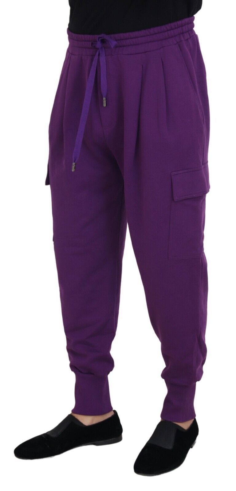  - Elegant Purple Cotton Cargo Sweatpants