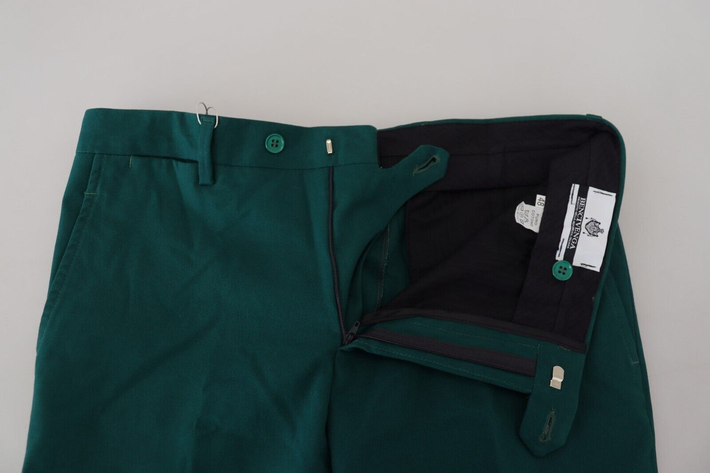  - Elegantly Tailored Green Pure Cotton Pants