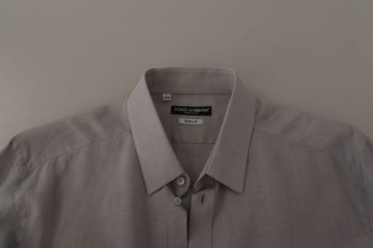  - Elegant Grey Slim Fit Linen Shirt